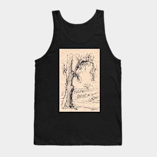 Los Angeles Veteran's Memorial Tree Ink Sketch Tank Top